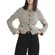 Rag & Bone Womens Carmen B/W Fringe Tweed Collarless Blazer Jacket 2 BHFO 7565