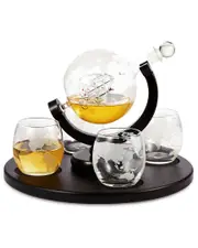 Berkware Globe Etched Whiskey Decanter With Interior Hand
