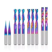 10pcs End Mills CNC Router Bits Ball Nose Spiral V-Shape Carving Bit 1/8'' Shank