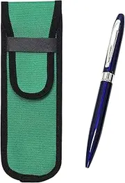 Cloth Pen Case Green Lasting Piece Metal Swivel Ball Pen Set of 3 Blue T23-NK02G-TK23-L-3