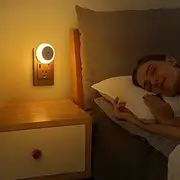 4 Pack Plug in Night Lights, Circular Smart Night Light, Bedroom, Living Room, Kitchen, Staircase Plug-in Wall Light, Amber Light Smart Home Light (Au)