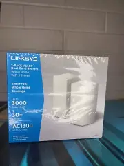 Linksys Velop 2 Pack Mesh Home WiFi Router Up To 3,000 Sq. ft Coverage WHW0102