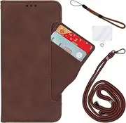 Wallet Phone Case Compatible for Oppo A80 5G(6.67 Inch), Magnetic Leather Flip Case for Oppo K12X 5G PJT110, with Card Holder, 1× Cell Phone Lanyard, 1× Wrist Strap Brown