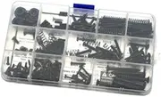 yuksok Guitar Screw Kit Guitar Repairing Kit Luthier Part Mounting Screws Assortment Box for Pickup Switch Neck Plate, Black