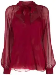NWT Emilio Pucci Silk Chiffon Blouse 46IT/10U.S. Rich Burgundy MSRP$1200