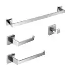 Hardware Set Brushed Steel Robe Hook Towel Rail Bar Shelf Paper Holder Holder