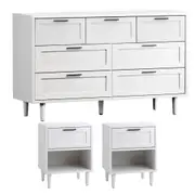 Oikiture 7 Chest of Drawers and 2 Bedside Tables Dressers Bedroom Set White