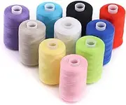 Mardatt Sewing Thread Kit, 10 Colors Polyester Threads 1000 Yards Per Polyester Thread Spools, Handy Polyester Sewing Threads Bobbins Sewing Threads Set for Hand Stitching Quilting(Colorful)