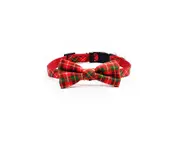 Adjustable Plaid Pet Dogs Cats Comfortable Durable Bowtie Collars - Red Stripes