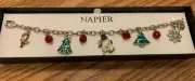 Beautiful Napier Vintage Gold Tone Holiday Charm Bracelet
