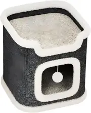 Foldable Cat House with Hanging Toy&Scratch Pad, Portable Cat Cube House, Bre...