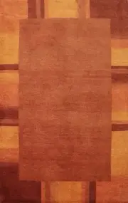 Artisanal Rust Color Rug 5x7 Handmade Wool Featuring Soothing Warm Shades