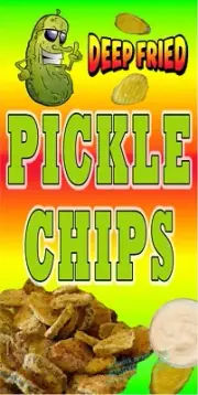 DEEP FRIED PICKLE CHIPS VINYL VERTICAL BANNERS (CHOOSE A SIZE) CARNIVAL