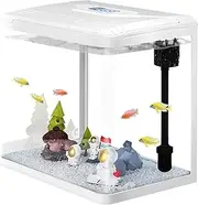 Betta Fish Tank, Glass Starter Kits, 3 in 1 Fish Tank with Self Cleaning, Aquarium Kit for Betta Shrimp Guppy Jellyfish Goldfish Beta,Room Decor Desktop, Gifts (Small)