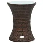 vidaXL Garden Side Table Drum Shape Brown Poly Rattan BMG