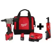 Milwaukee Rivet Tool 12-Volt Cordless Stainless Steel w/3/8" Sub-compact Ratchet