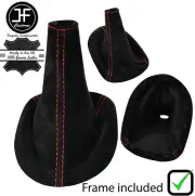 RED STITCH SUEDE GEAR BOOT + PLASTIC FRAME FOR TOYOTA YARIS 2006-2011