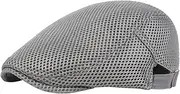 [yuksok] Men's Mesh Flat Cap Cabbie Hat Male Forward Cap Casual Painter Hat Breathable Summer Hat for Golf Traveling Gardening Fishing