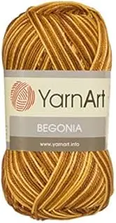 5 Skein (Pack) Total 8.8 Oz. Yarnart Begonia Melange, 100% Mercerized Cotton, Each 1.76 Oz (50g) / 185 Yrds (169m), Fine Sport 2, Variegated Mustard - 0012