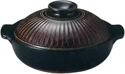 Pot: 45-13899 Yorozufurusho IH correspondence, direct heat oven corresponding pot Ginminekama chrysanthemum Ame釉 No. 9 IH earthenware pot (with far-red ceramic plate plate) 28.5cm 2.4L SANTO