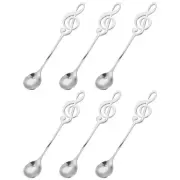 6Pcs 6" Stainless Steel Music Note Spoon Mini Coffee Dessert Spoons, Silver