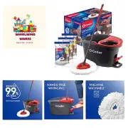 Easywring Microfiber Spin Mop & Bucket Floor Cleaning System with 3 Extra Ref...