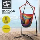 Gardeon Hammock Chair with Steel Stand Cushion Hanging Bed Pillow Rainbow