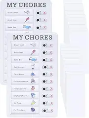 2 PCS Plastic Checklist Boards with 20Pcs Blank Cards, My Chores Checklist Boards, Chores Memo Board, Reusable Checklist Note Board Reminder Tool Notes and Messages Board for Chores Elder Care (WH)
