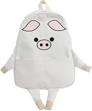 [YUN MENG] Backpack Women Canvas Shoulder Bag Casual Daypack School Bag for Women (Color : White Pig)