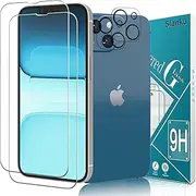 [Slanku] [2+2 Pack] Screen Protector for iPhone 13 Tempered Glass and Camera Lens Protector, 9H Hardness, HD Clear, Bubble Free, Case Friendly