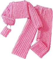 [Generic] Long Sleeve Shirt Teen Girl New of Europe and The United States Stereoscopic Bubble Long Sleeve Pants Girls Set Assembly Bag Baby Head Set