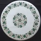 Malachite Stone Inlay Work Coffee Table Top White Marble Side Table for Office