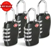 TSA Approved 4 Digit Luggage Locks Travel Padlocks Suitcase Gym Bike 4 Pack