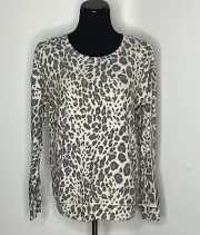 Aqua X Bloomingdale’s Animal Print Medium Long Sleeve Top Pullover Leopard Soft