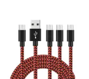 Catzon 1M 2M 3M 4Packs Micro USB Cable Nylon Braided Phone Cable Fast Charger Cable USB Cord -Red Black