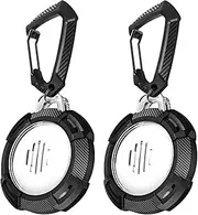 Portable AirTag,Air Tag Key Chain Holder,Black AirTag,Pet Tracking AirTag,AirTag Protective Case,Carbon AirTag,Hard PC+TPU Full Body Protective Tracker Case for Keys,Luggage,pet Collars (Black 2 PCS)