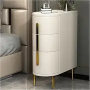 Side Table Narrow End Table with Drawer, Solid Wood Side Table 3-Tier Table Slim Nightstand Small Sofa End Table for Small Space, for Living Room Bedroom End Tables Living Room(White)