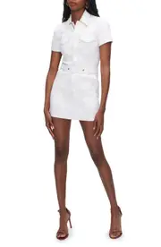 Good American Fit for Success Denim Utility Dress in White001 at Nordstrom, Size Large