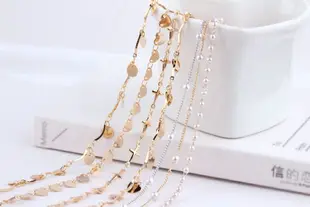 DIY耳環配件真金電鍍珍珠愛心圓片鏈條手工項鏈手鏈耳飾材料包