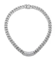 Hip Hop Iced Silver PT 12mm 16" 18" 20" Cuban Choker Box Lock ID Chain Necklace