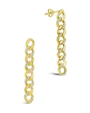 Sterling Forever 14K Over Silver CZ Chain Link Drop Earrings