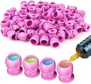 Peslief 200PCS Disposable Tattoo Ink Caps Plastic Skull Tattoo Ink Cups with Base Permanent Makeup Pigment Ink Cups for Tattooing Tattoo Ink Holder Container Tattoo Accessories Tattoo Supplies - Pink