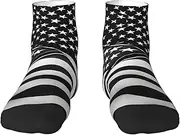 [pvinnk] Black And White American Flag Print Functionality Socksing Adult Socks For Workout Winter Warmth And Everyday Wear