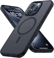 Lamicall Magnetic Case for iPhone 15 Pro Max, for Mag safe - [Diamond Textured Anti-Slip Edge] [Military Grade Shockproof Protection]Translucent Hard Slim Magnet Protective Cover for iPhone 15 Pro Max