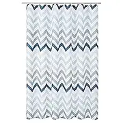 Amazon Basics Fabric Shower Curtain with Grommets and Hooks, 183 x 183 cm, Blue Ombre Chevron