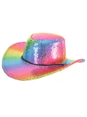Rainbow Sequinned Cowgirl Costume Hat
