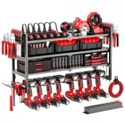 Power Tool Organizer Wall Mount with Charging Station, 8 Cordless Drill Holde...