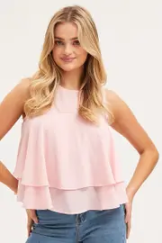 Pink Peplum Top Sleeveless - Size XS, Women's Peplum