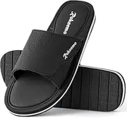 [Roknemo] Mens Slide Sandals Adjustable Athletic Casual Comfort Lightweight Open Toe Slides Sport Sandals with Memory Foam Soft Cushion Footbed