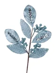 Pale Blue Velour Leaf Christmas Tree Pick 62cm